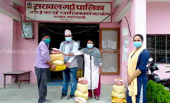 food materials donated to extremely poor famiily by ABC Nepal